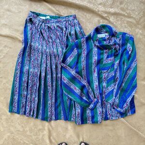 Vintage Matching Midi Skirt and Top Set